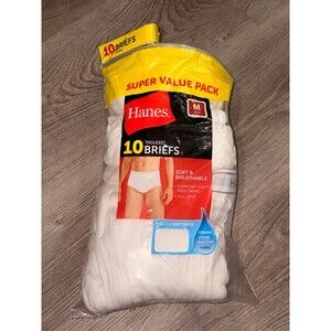 Men’s Hanes 10 Pack Briefs NEW in Packaging Size Medium